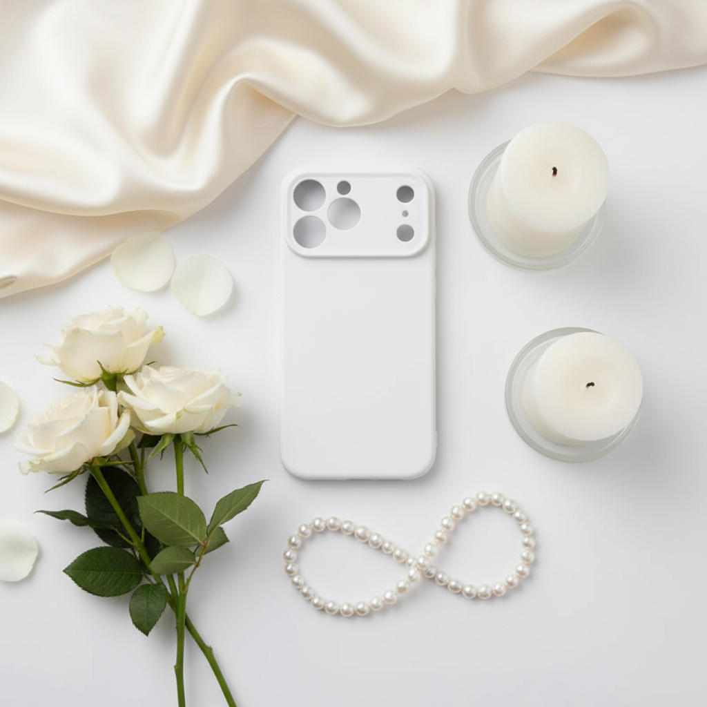 AuraSkin™ - White Phone Case Flat Lay