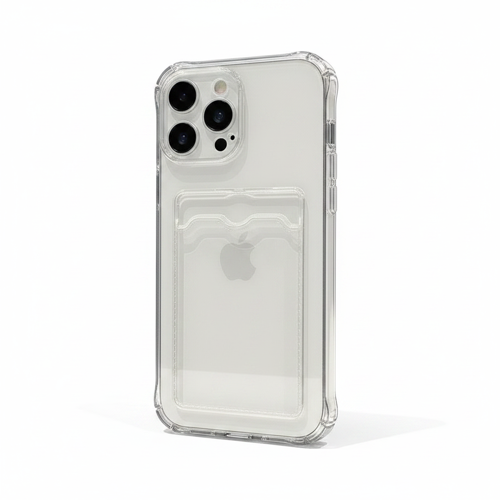 Clear transparent card holder phone case