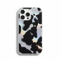 Cow print phone case straight front view