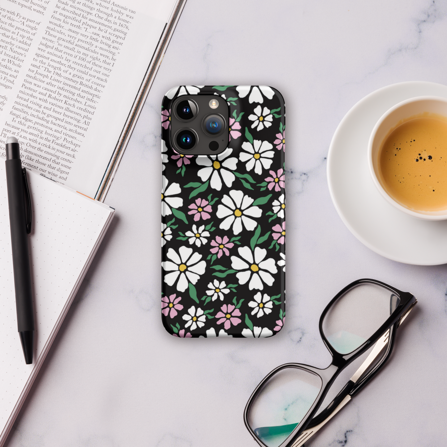 Floral SnapCase for iPhone | Black & Pink