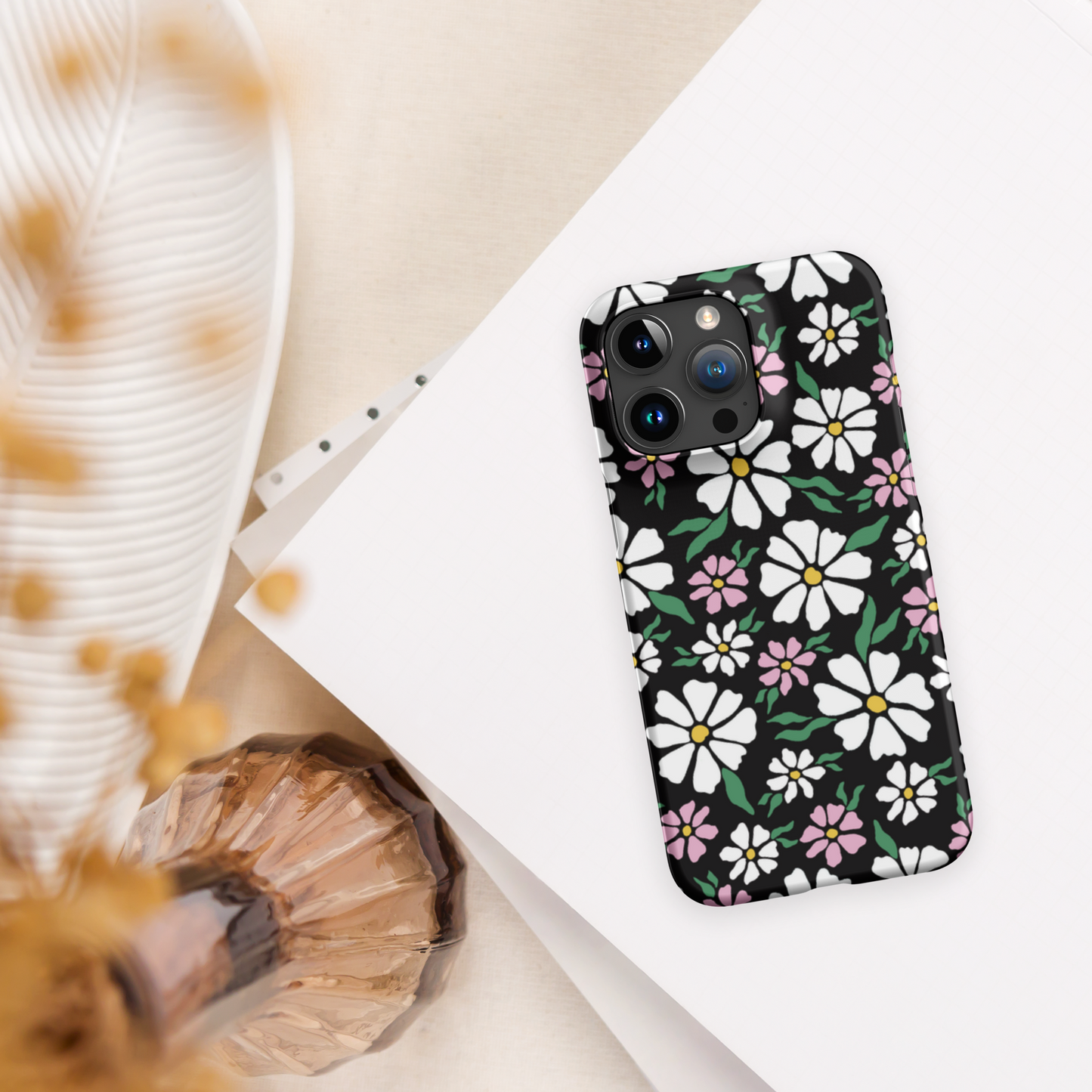Floral SnapCase for iPhone | Black & Pink