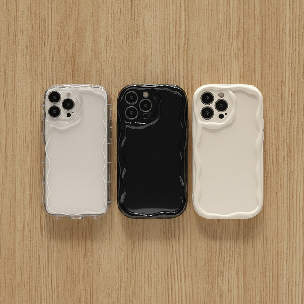 Three wavy cases - flat lay